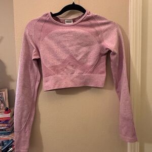 Gymshark Pink Women's Long Sleeved Crop Atheltic Top